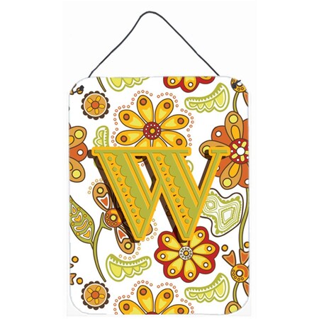 Carolines Treasures Letter W Floral Mustard And Green Wall and Door Hanging Prints CJ2003-WDS1216